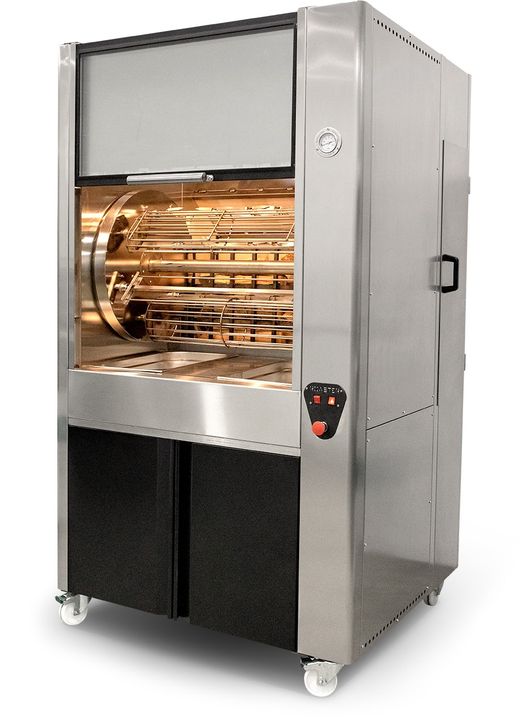 Wood-fired rotisserie for chickens 18-24